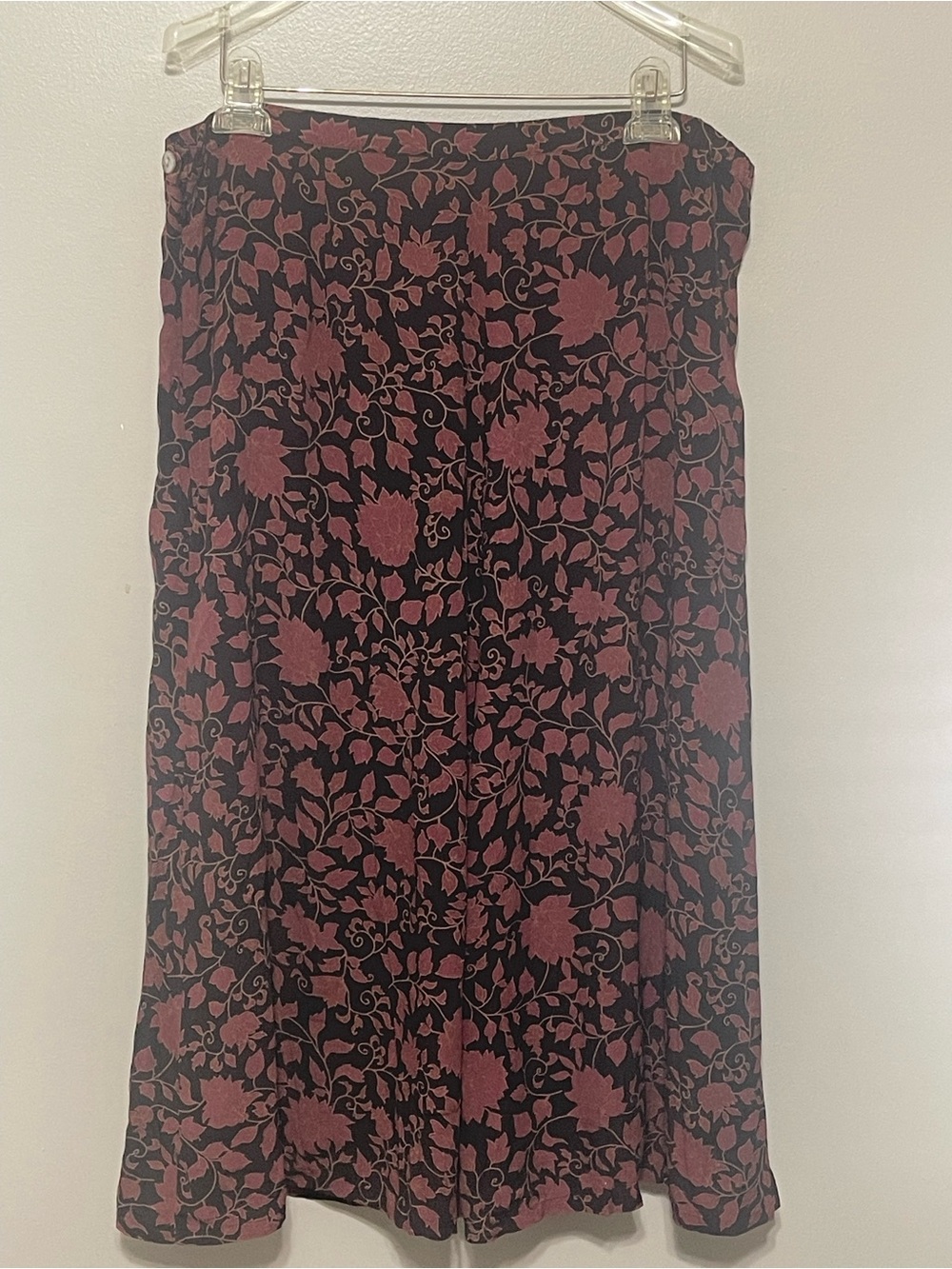Vintage 90’s L.L. Bean Black Dark Floral Maxi Skirt XL Zip Lined Peasant Whimsy